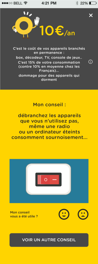 page conseil application mobile Direct Energie