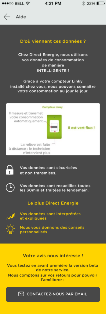 page application mobile Direct Energie