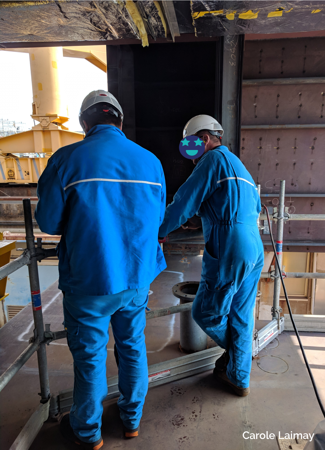 travailleurs sur les chantiers de l'atlantique