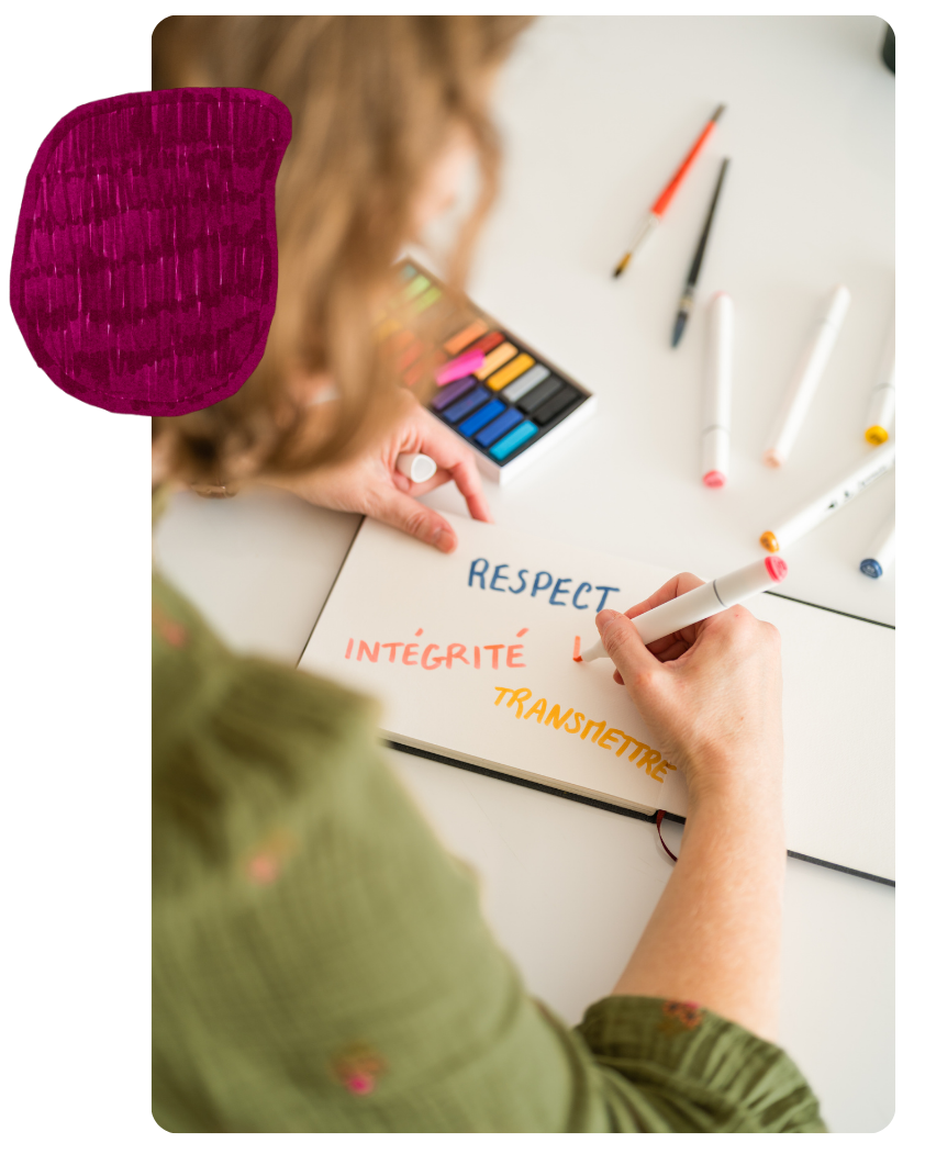 Carole écrit respect sur un carnet